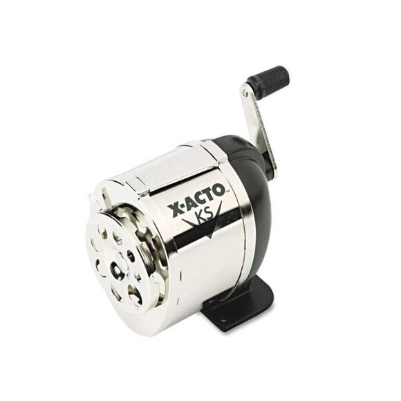 X-Acto KS Manual Classroom Pencil Sharpener Counter Wall-Mount Black Chrome 1031 - Picture 2 of 3